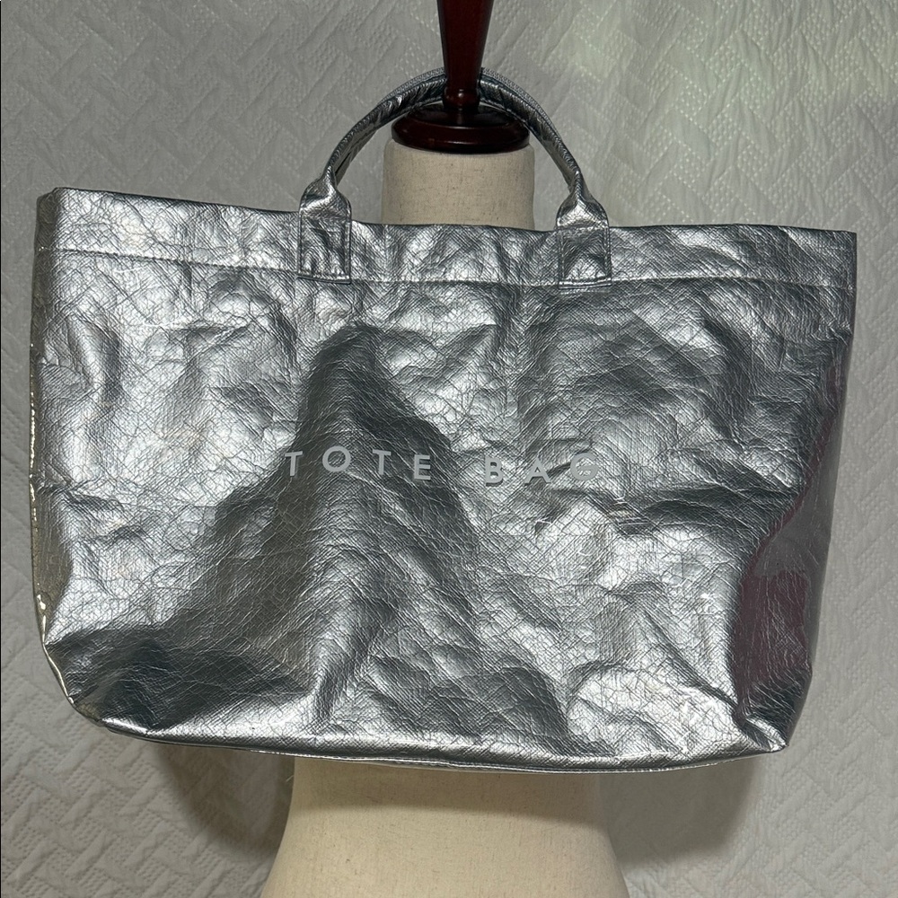 Chic Metallic Silver Tote Bag